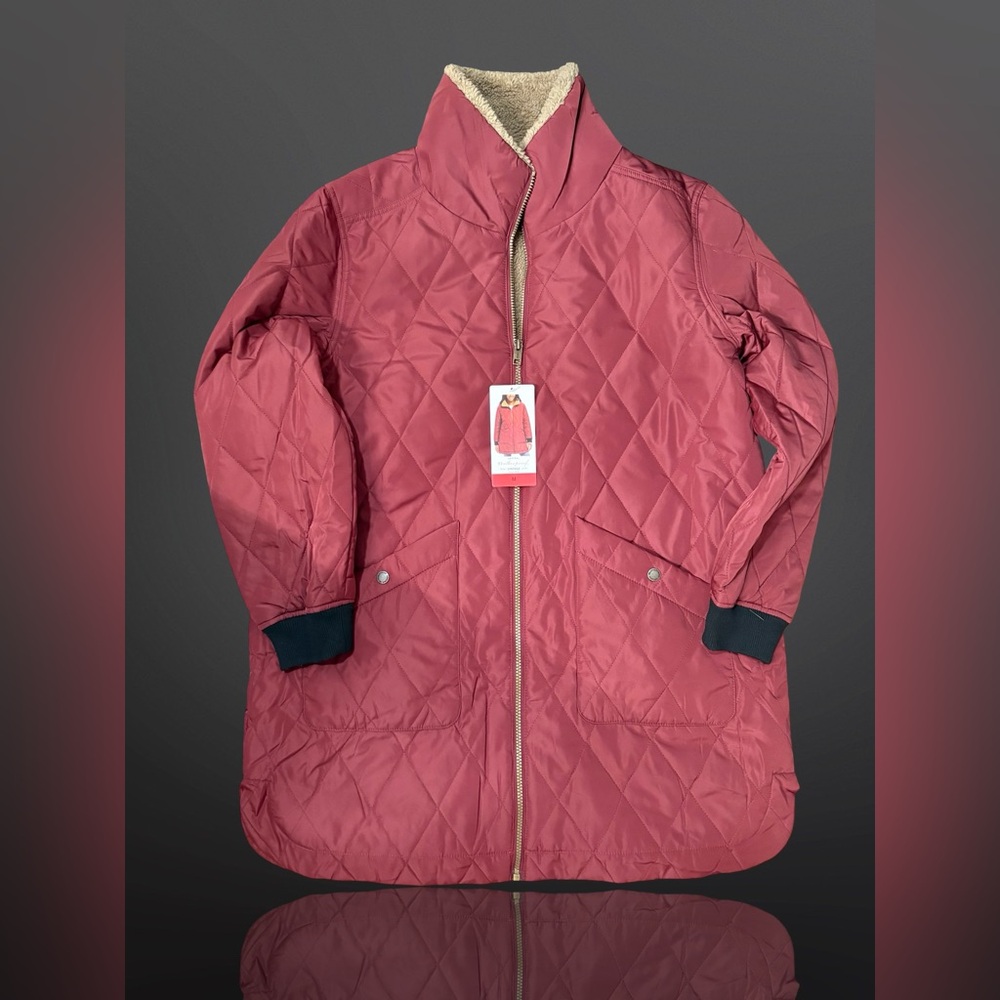Weatherproof Women's Quilted Sherpa Lined Coat, Burgundy or Red, Medium